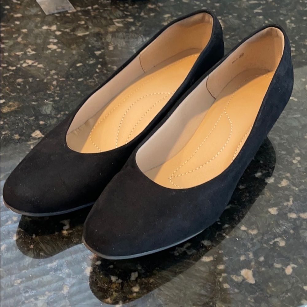 Faux Suede Round Toe Wedge Pump shoes
